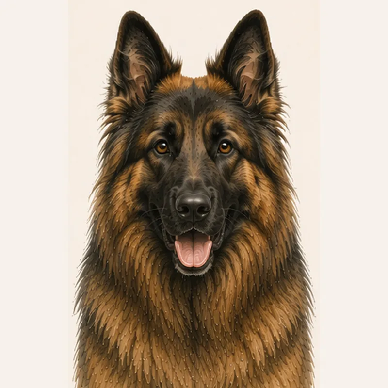 Long-haired German Shepherd illustration