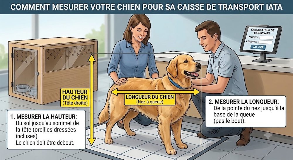 Comment mesurer ton chien pour sa caisse de transport IATA